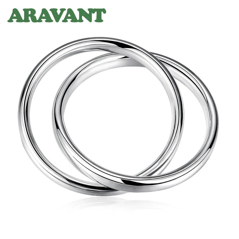 Aravant 925 Silver Double Circle Bangles For Women Men Fashion Jewelry Vera Lux