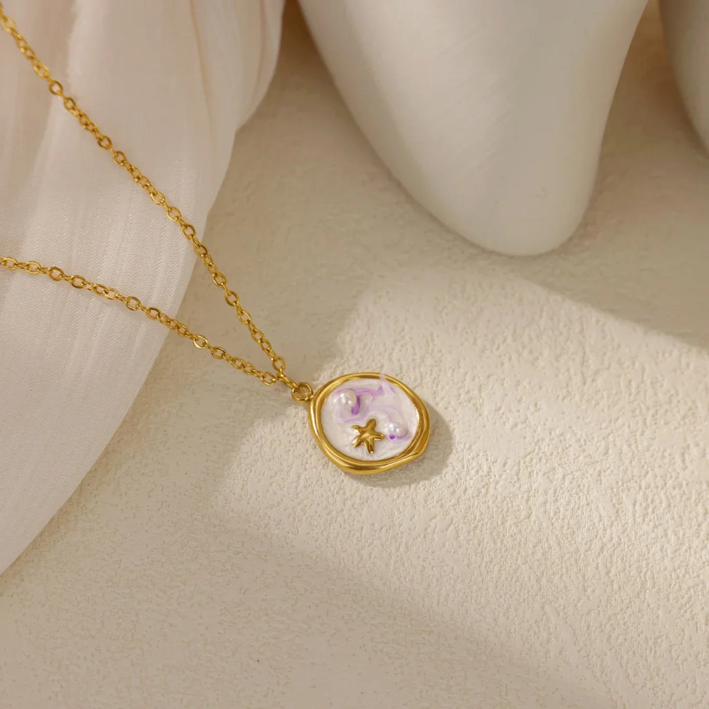 Starfish Shell Conch Pendant Necklaces For Women Gold Color Stainless Steel Chain Choker Trendy Summer Beach Party Jewelry Gift Vera Lux