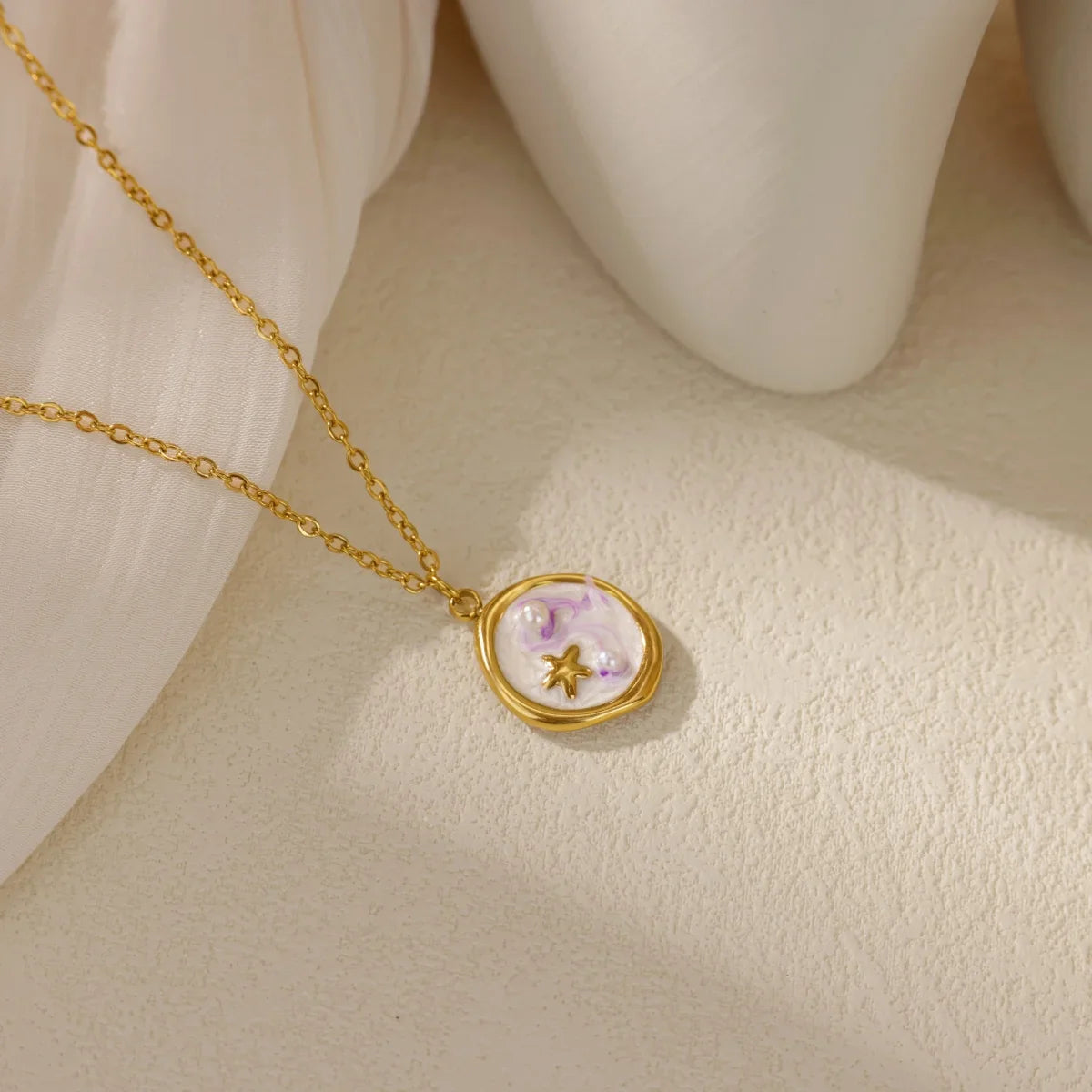 Starfish Shell Conch Pendant Necklaces For Women Gold Color Stainless Steel Chain Choker Trendy Summer Beach Party Jewelry Gift Vera Lux