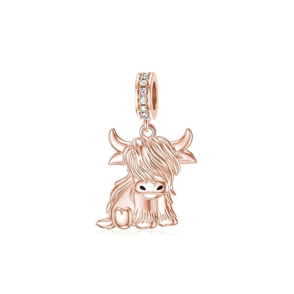 2026 925 Silver Flower, Butterfly, Highland Cow, Motorcycle Pendant Fit European Original Bracelet DIY Jewelry Exquisite Jewelry Vera Lux