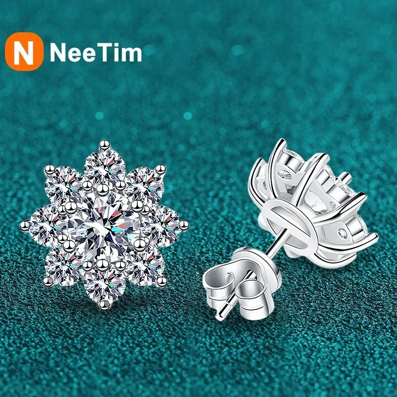 NeeTim 0.5ct Moissanite Stud Earrings For Women 925 Sterling Silver with White Gold Plated Diamond  Ear Studs Wedding Jewelry Vera Lux