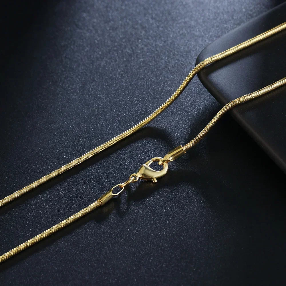 ALIZERO 18K Gold 2mm Snake Chain Necklaces 16/18/20/22/24/26/28/30 Inches Women Men Fashion Fine Jewelrys Gifts Vera Lux