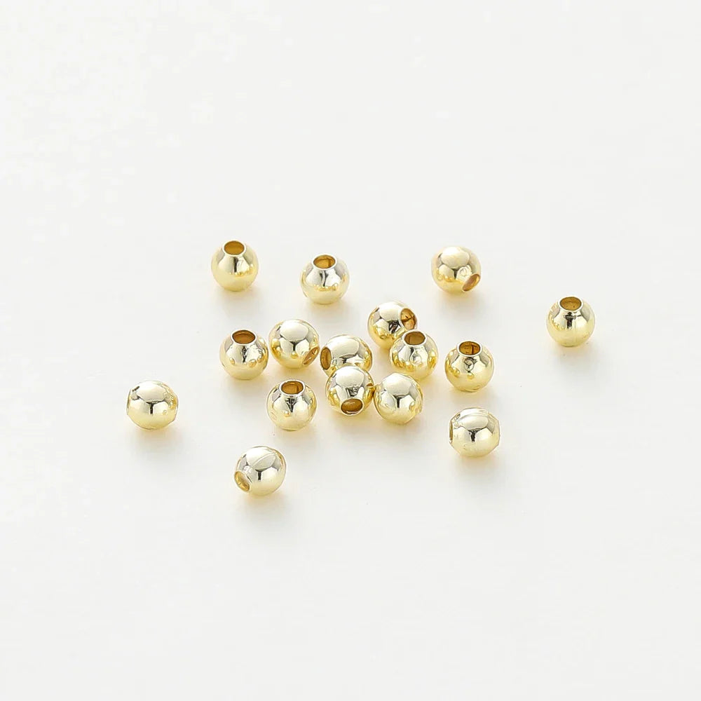 30-100Pcs 14K/18K Gold Color Plated Brass 2/2.5/3/4/5/6mm Spacer Beads for Jewelry Making Beads Accessories Findings Wholesale Vera Lux
