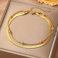 Stainless steel anklet bead strings snake bone chain double layered stacking anklet beach vacation ladies seaside party matching Vera Lux