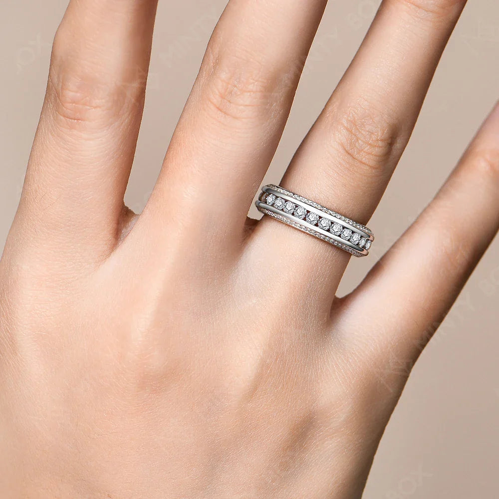 MINTYBOX  S925 Sterling Silver Moissanite Ring D VVS1 Lab Grown Diamond 1.68ctw Engagement Rings For Women Wedding Band Gift Vera Lux