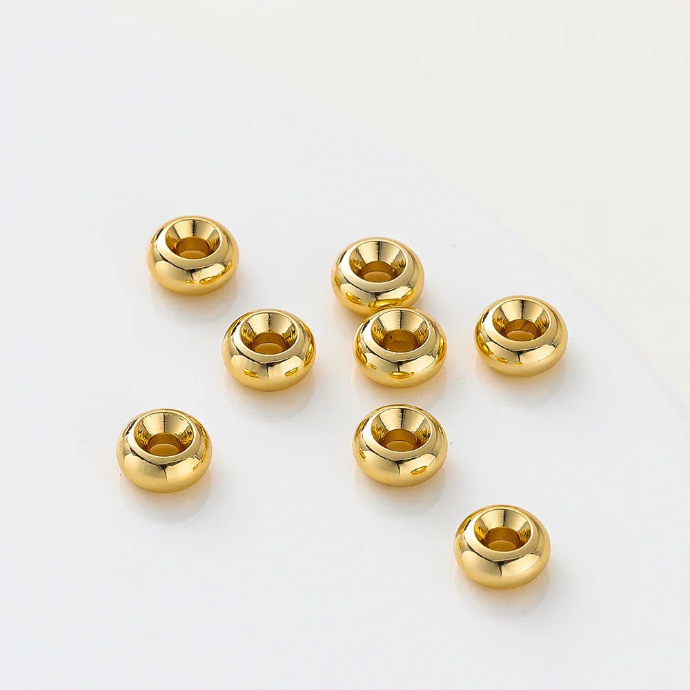 10-30pcs/lot 14K/18K Gold Plated Flat Round Bracelet Spacer Beads Circle Crafts Beads for Necklace Jewelry Accessories Findings Vera Lux