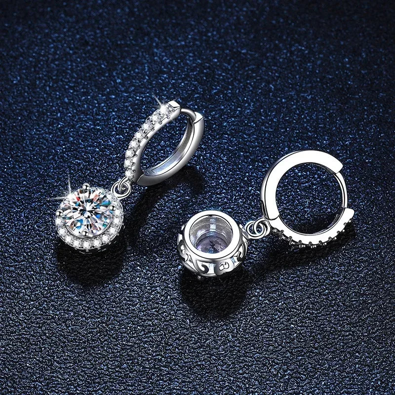 925 Sterling Silver 1 Carat Moissanite Round Earrings for Women Luxury Evening Style Vera Lux