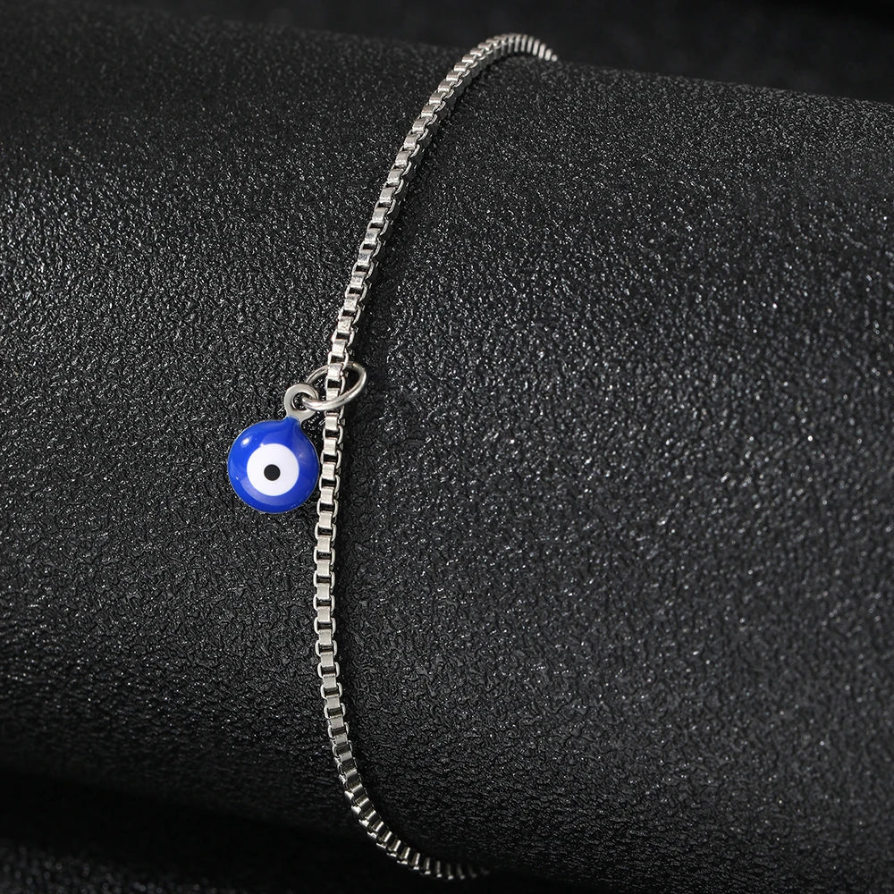 Stainless Steel anklet New personalized design Designs Acrylic Blue Eye Pendant subtlety anklet For Women Jewelry Party Gifts Vera Lux