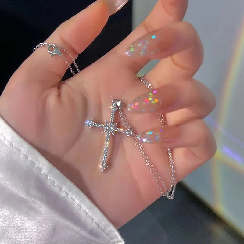 Y2K Crystal Butterfly Pendant Necklace Women Light Luxury Egirl Punk Heart Grunge Clavicle Chain Fashion Jewelry Party Gift 2023 Vera Lux