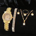Luxury Women Gold Watch Fashion Ladies Quartz Diamond Wristwatch Elegant Female Bracelet Watches Set Reloj Mujer Vera Lux