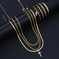 7-Piece Elegant Stainless Steel Minimalist Cross Pendant Jewelry Set for Men Chain Necklace Bracelet Jewelry for Everyday Wear Vera Lux