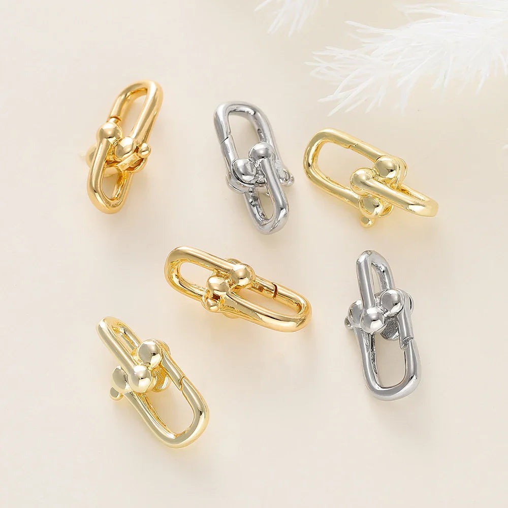 2Pcs/Pack 14/18K Gold Plated Spring Clasps Brass U Shape Lobster Clasp Connector for DIY Jewelry Bracelet Making Accessories Vera Lux