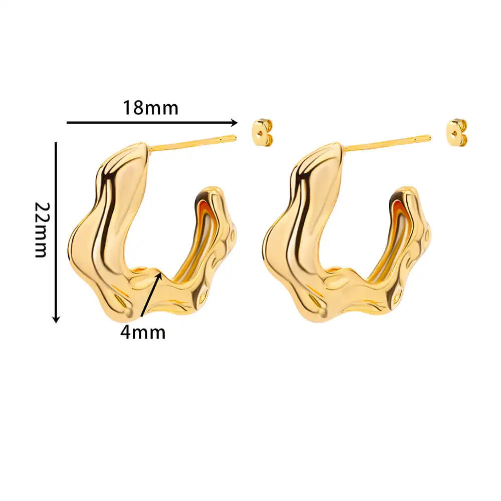 Irregular C Shaped Earrings For Women Stainless Steel Geometric Earring 2024 Trending Wedding Party Aesthetic Jewelry aretes Vera Lux