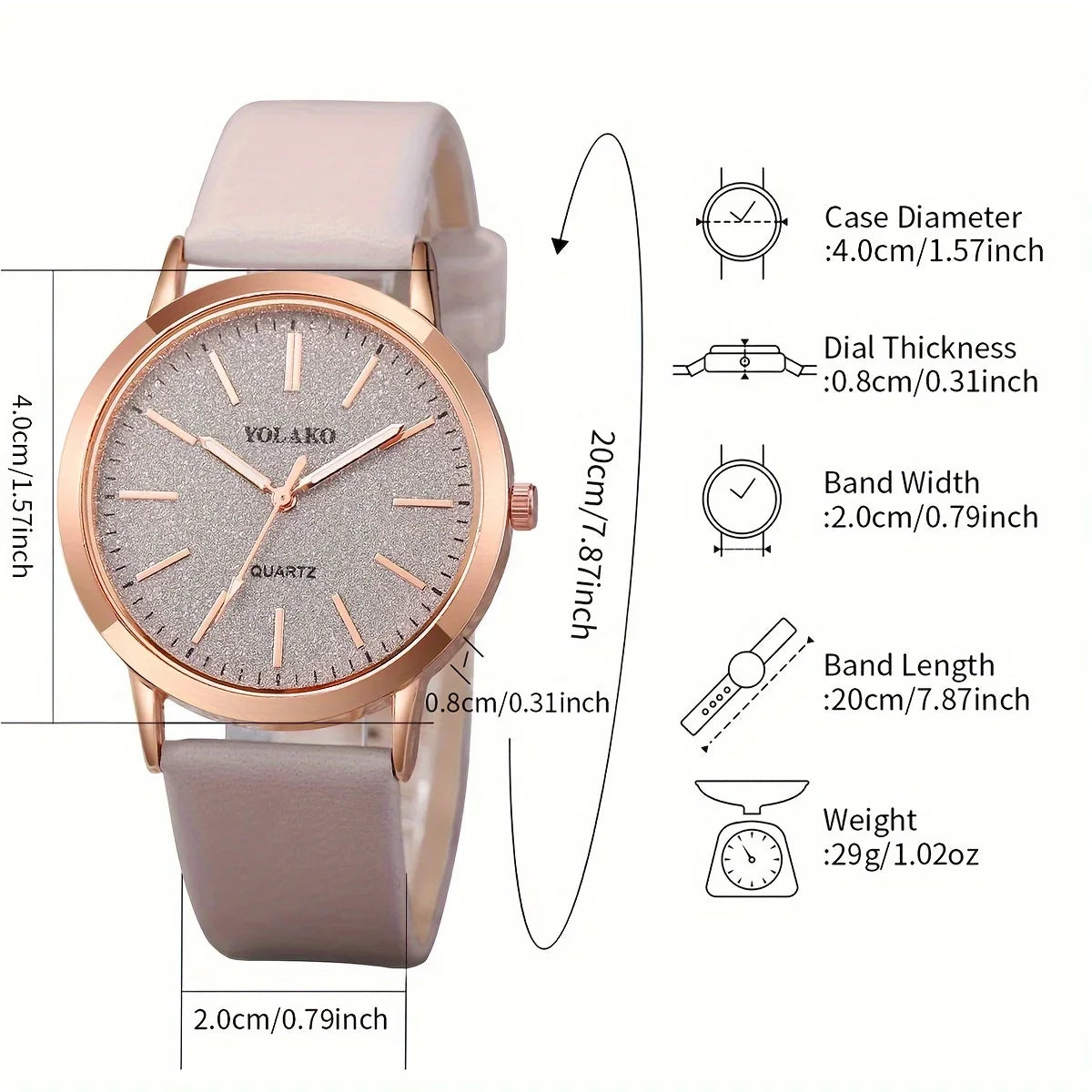 2PCS/Set Women's Watch Shiny Fashion PU Leather Analog Quartz Watches Rose Flower Bracelet Vera Lux