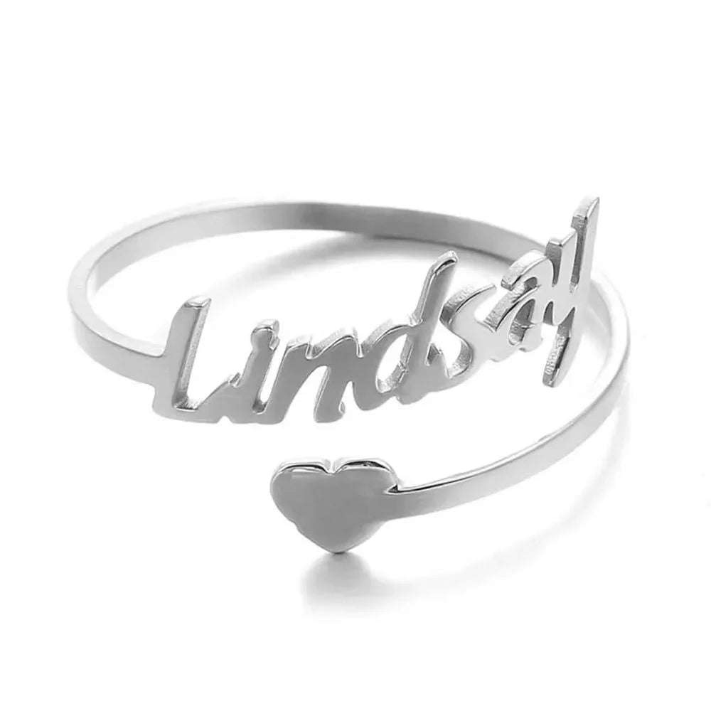 Customized Name Love Ring Personalized Stainless Steel Heart Couple Ring Women Jewelry Valentine's Day Gift Anillos Mujer Vera Lux