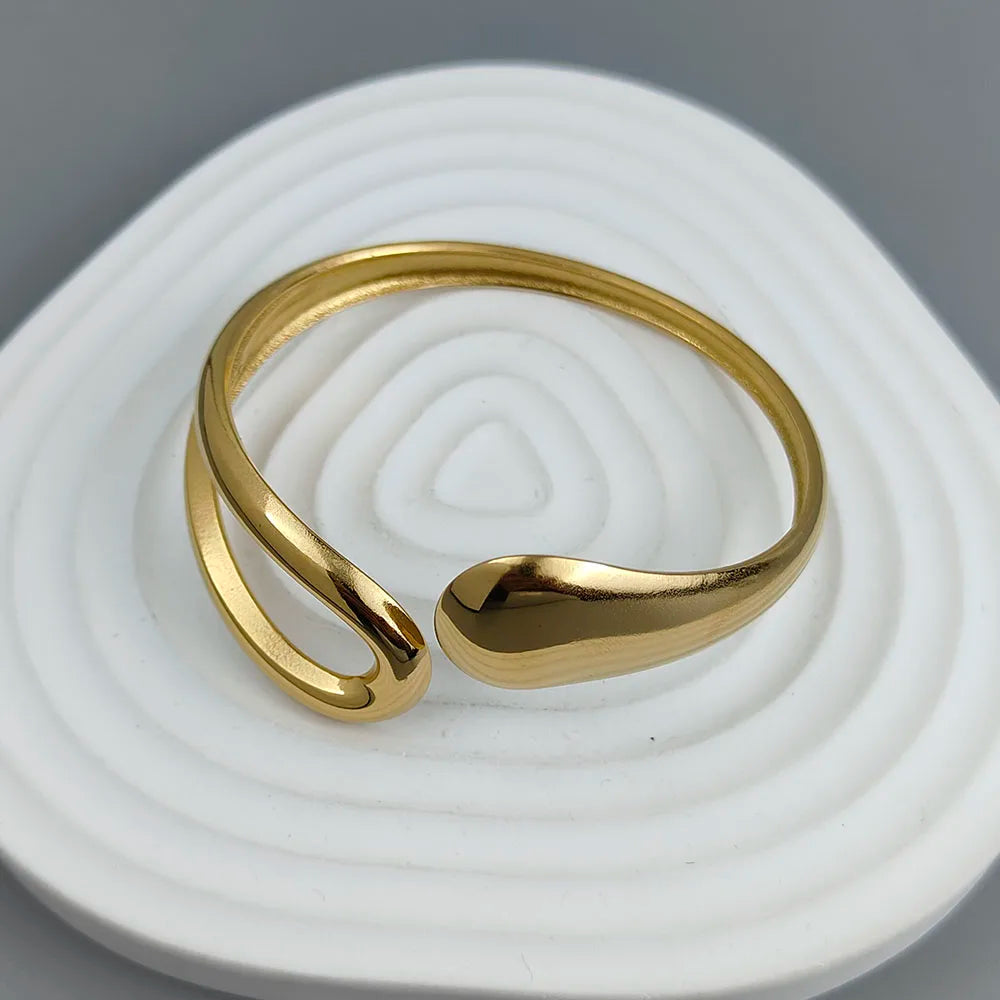 New water drop hollow stainless steel gold plated 18K bracelet, high quality waterproof silver jewelry, gift for couples Vera Lux