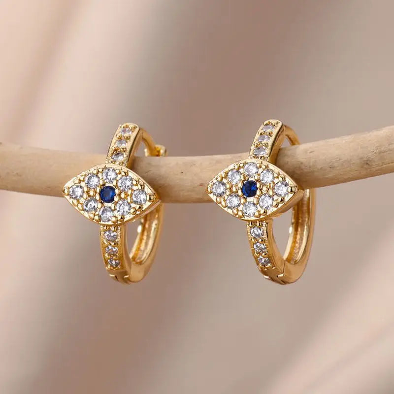 Zircon Evil Eye Earrings For Women Stainless Steel Gold Color Pendientes Piercing Earring Goth 2024 New In Jewelry aretes mujer Vera Lux