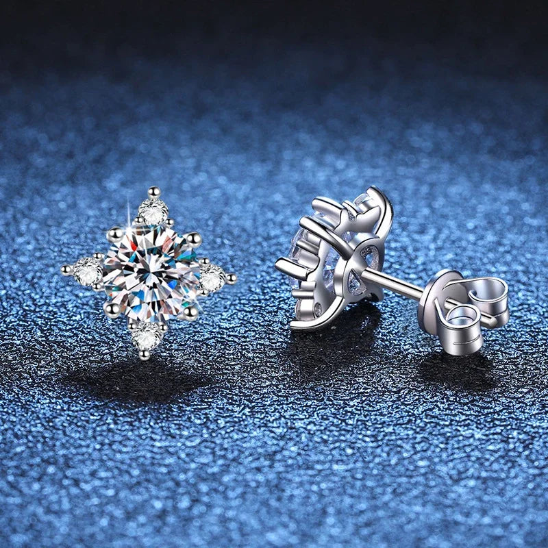 NeeTim 1ct 6.5mm D Color Moissanite Earrings 925 Sterling Silver  with White Gold Plated Stud Earring Wedding Jewelry for Women Vera Lux