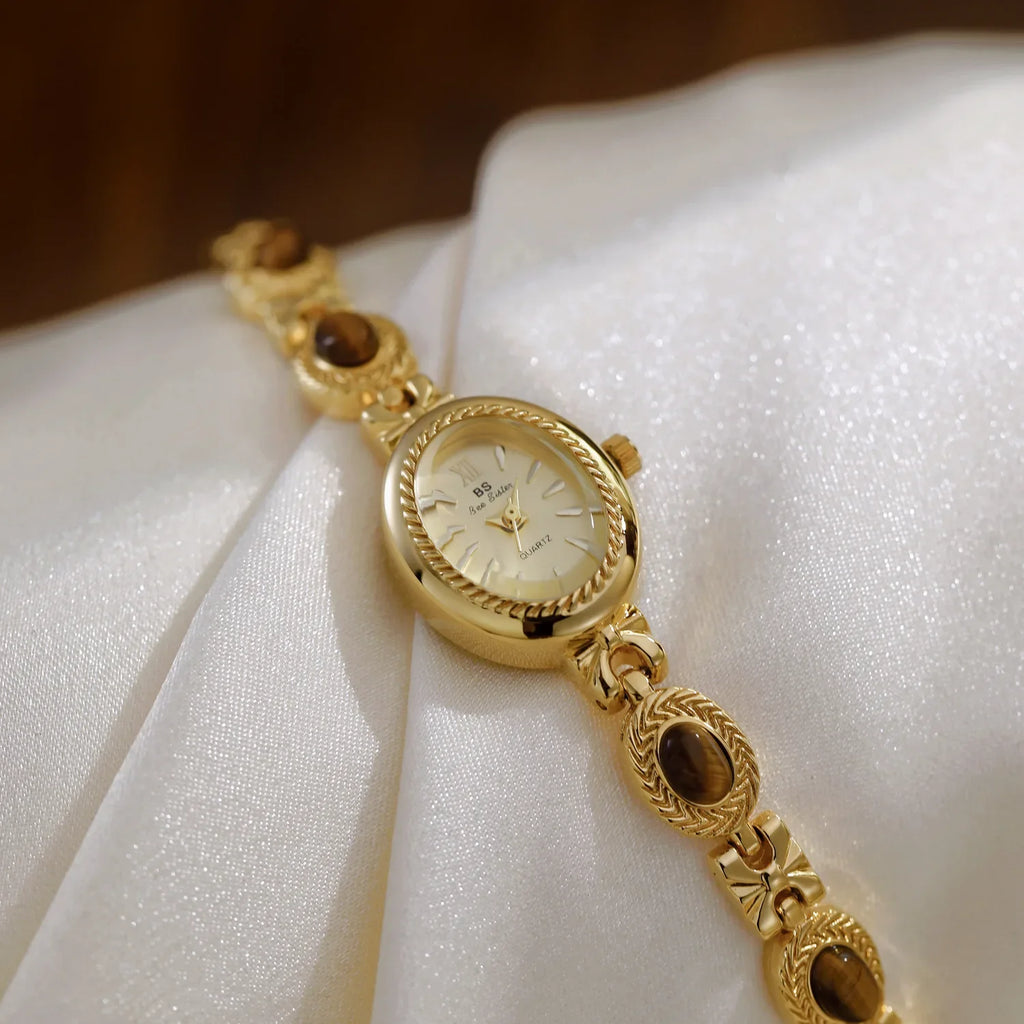 Oval Gold Women Watches Luxury Brand Dress Casual Quartz Small Dial Ladies Wrist Watches Rhinestone Gold Watches for Women 2025 Vera Lux