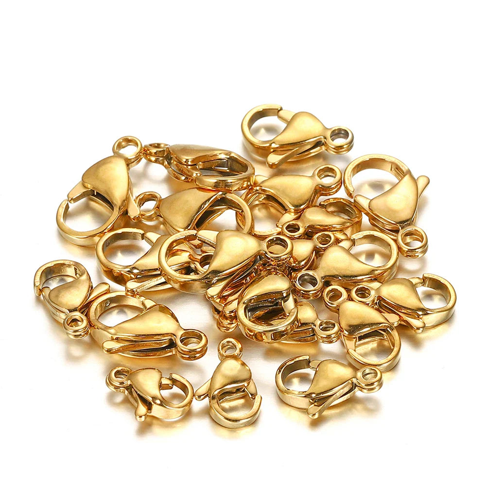 10pcs/lot Stainless Steel Lobster Clasp Hooks Bracelet Necklace Chain Connectors For DIY Jewelry Making Supplies Accessories Vera Lux