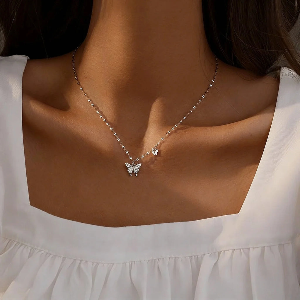 925Silver Butterfly necklace for women in summer, niche, versatile, exquisite, luxurious, high-end, collarbone chain Vera Lux