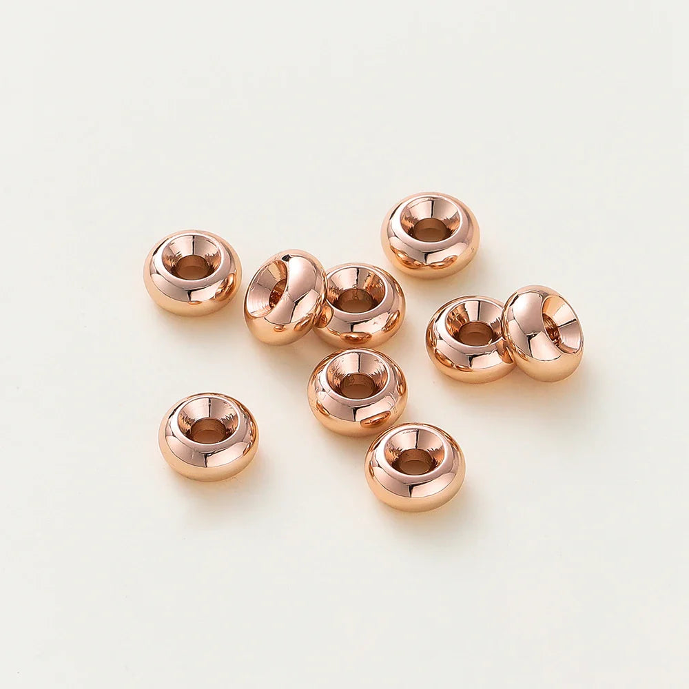 10-30pcs/lot 14K/18K Gold Plated Flat Round Bracelet Spacer Beads Circle Crafts Beads for Necklace Jewelry Accessories Findings Vera Lux