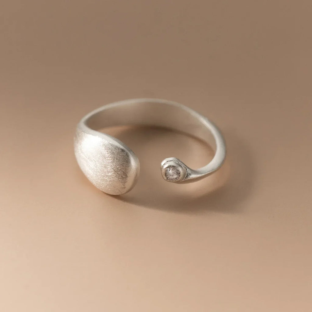 925 Sterling Silver Matte Finish Geometry Adjustable Rings For Women Wedding Fine Jewelry Accessories Jewellery Argent 925 Vera Lux