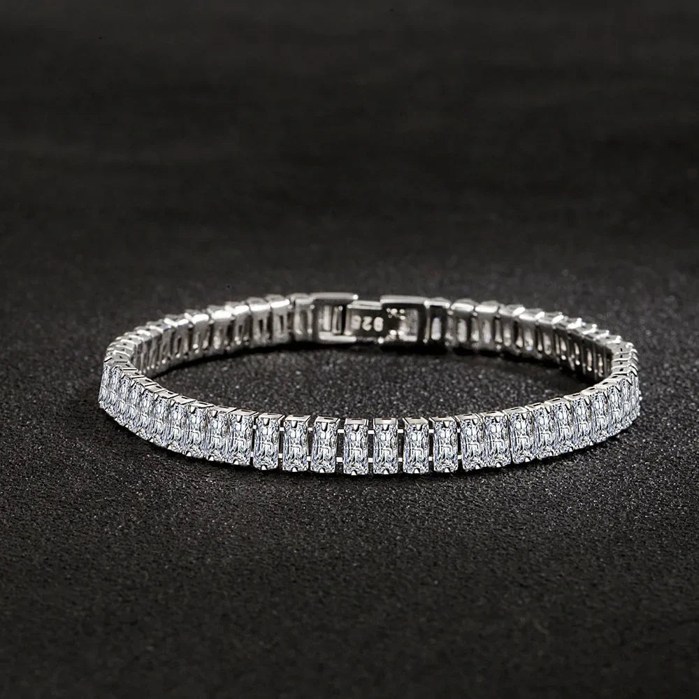 Hot sales 925 Sterling Silver Bracelet Noble Color Crystal Hand For Women Charm Wedding designer Jewelry Gift Party 18cm Vera Lux