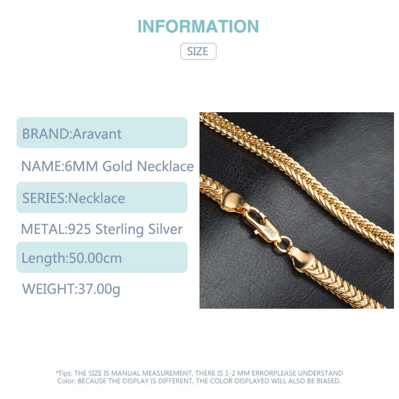 925 Silver 18K Gold Necklace Chains For Men Women Fashion Jewelry Accessories Vera Lux