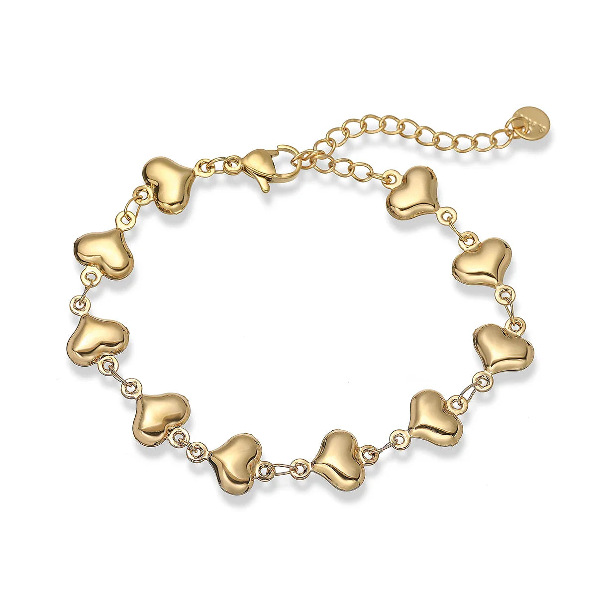 NEWBUY Wholesale Non-Fading Gold Color 316L Stainless Steel Heart Charm Bracelet For Women Casual Daily Jewelry Vera Lux