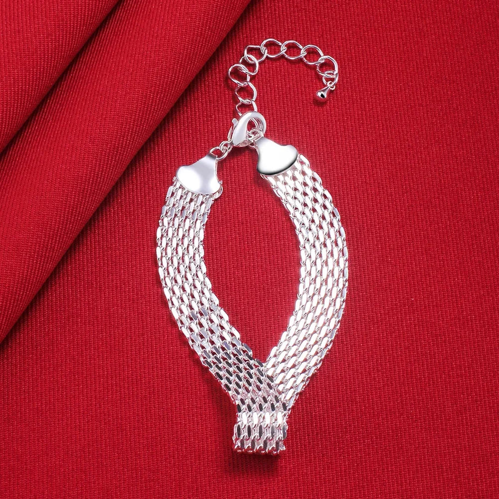 Hot new 925 sterling silver Bracelets for women Exquisite fashion weaving chain  Wedding party Christmas gifts Jewelry Vera Lux