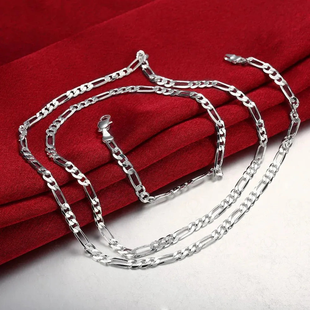 ALIZERO 40-75cm 925 Silver 4mm Figaro Chain Necklace for Women Men Long Necklace Hip Hop Jewelry Gift Vera Lux