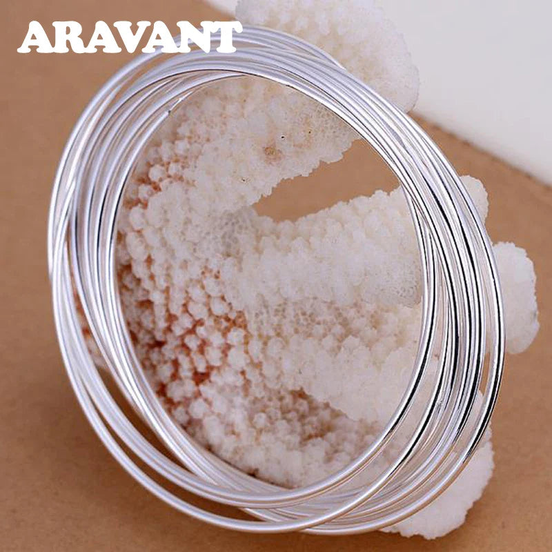 Aravant 925 Silver 10 Circle Triple Ring Bangle For Men Women Fashion Jewelry Vera Lux