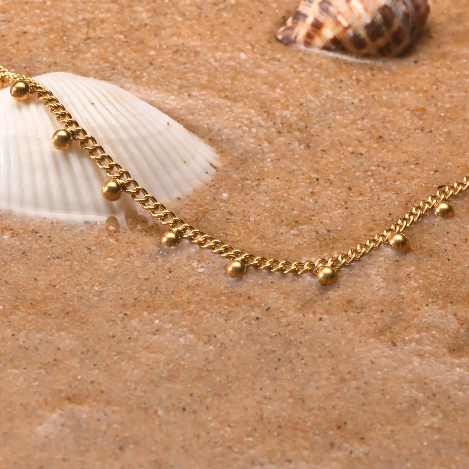 Anklet Bracelet on Legs Stainless Steel ,waterproof Adjustable Beach Beaded Ball Cuban Link Summer Boho Foot Jewelry for Women Vera Lux