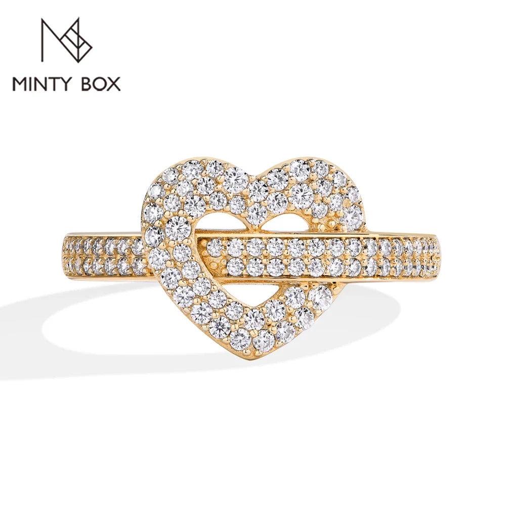 MINTYBOX S925 Silver Moissanite Rings for Women 0.568ctw D/VVS1 Lab Diamond Heart Ring 18K Gold Plated  Wedding Fine Jewelry Vera Lux