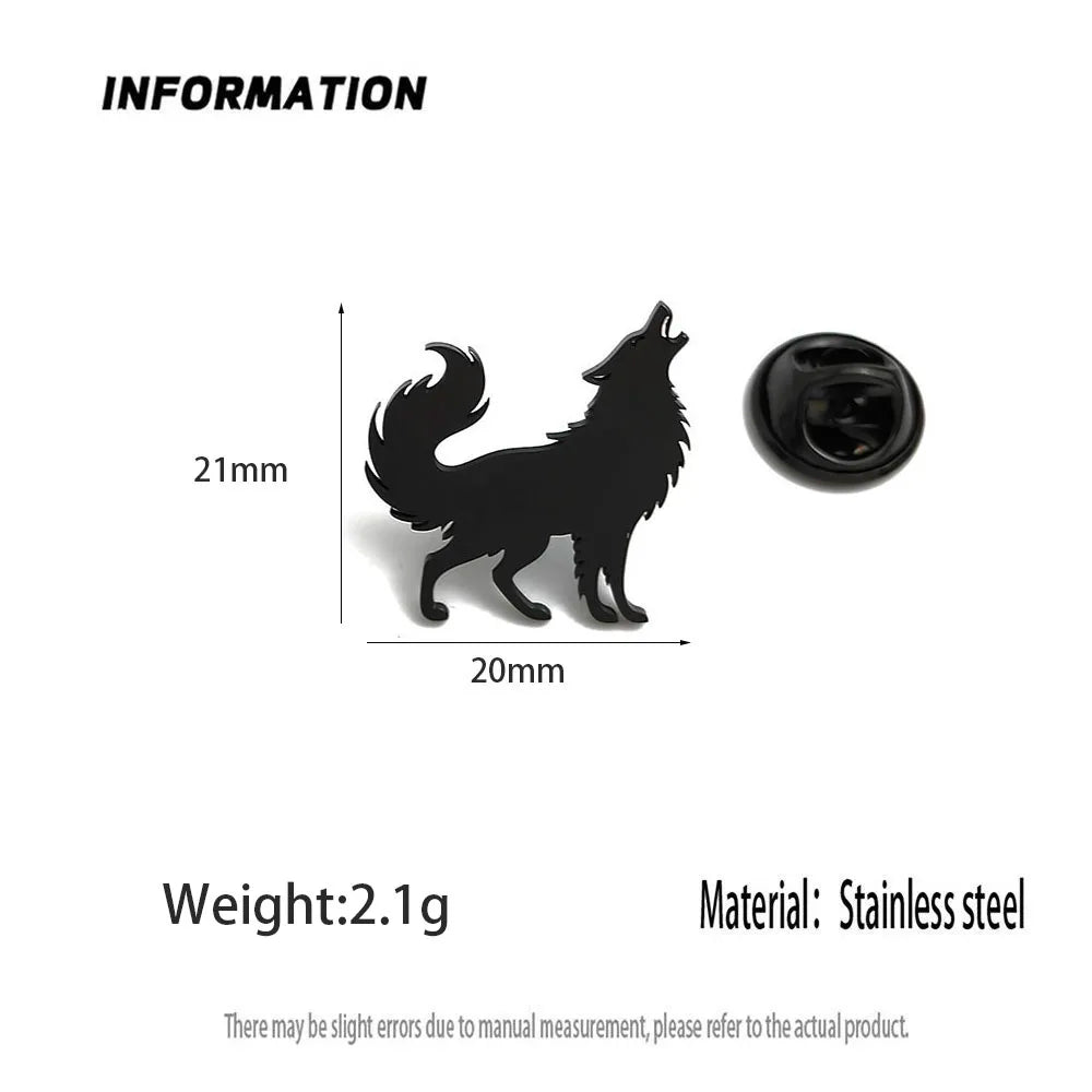 Creative Lonely Wolf Stainless Steel Brooch, Waterproof and Fading Badge Set, Suit Lapel Pin, Wedding Party Wear Vera Lux