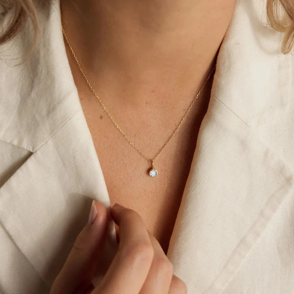 Birthstone Necklace for Woman Stainless Steel 12 Constellation DIY Colourful Zirconia Pendat Birthday Gift Jewelry Wholesale Vera Lux