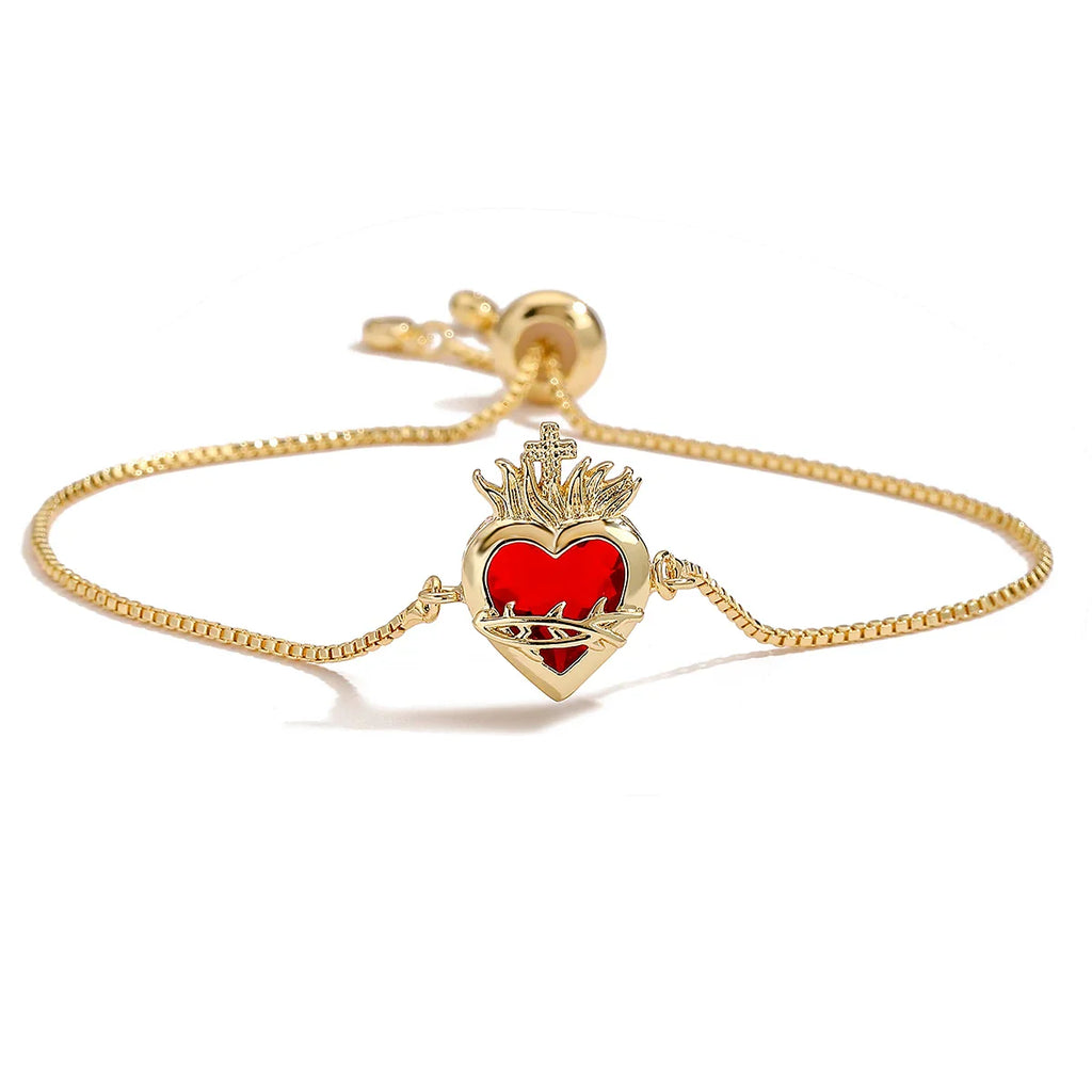 NEWBUY Delicate 4 Style Red Crystal Heart Charm Bracelets For Women Adjustable Shiny CZ Party Jewelry Female Vera Lux
