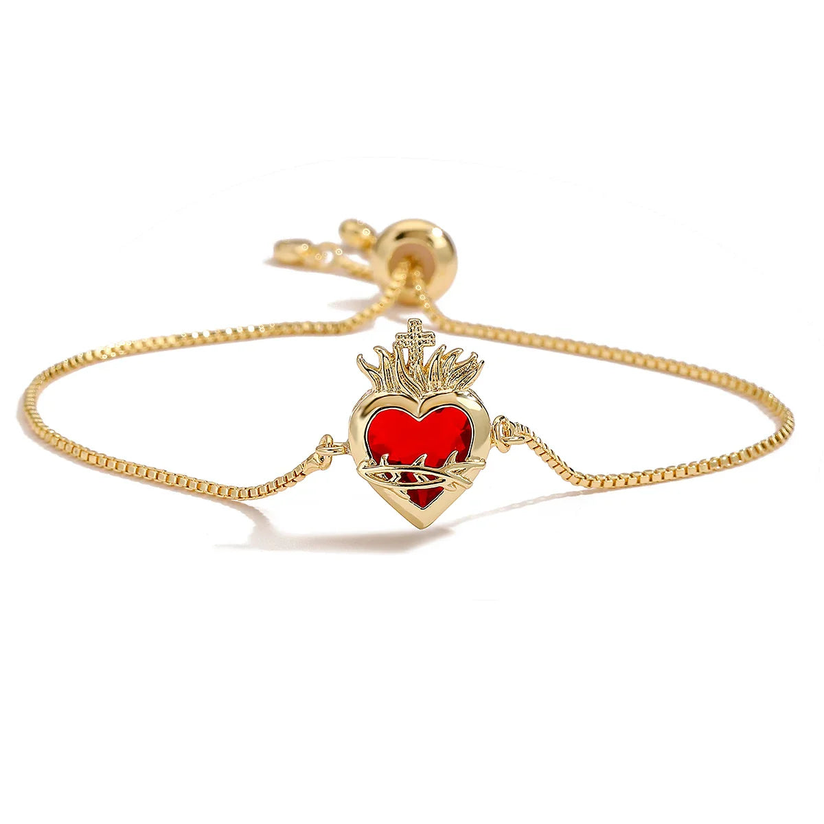 NEWBUY Delicate 4 Style Red Crystal Heart Charm Bracelets For Women Adjustable Shiny CZ Party Jewelry Female Vera Lux