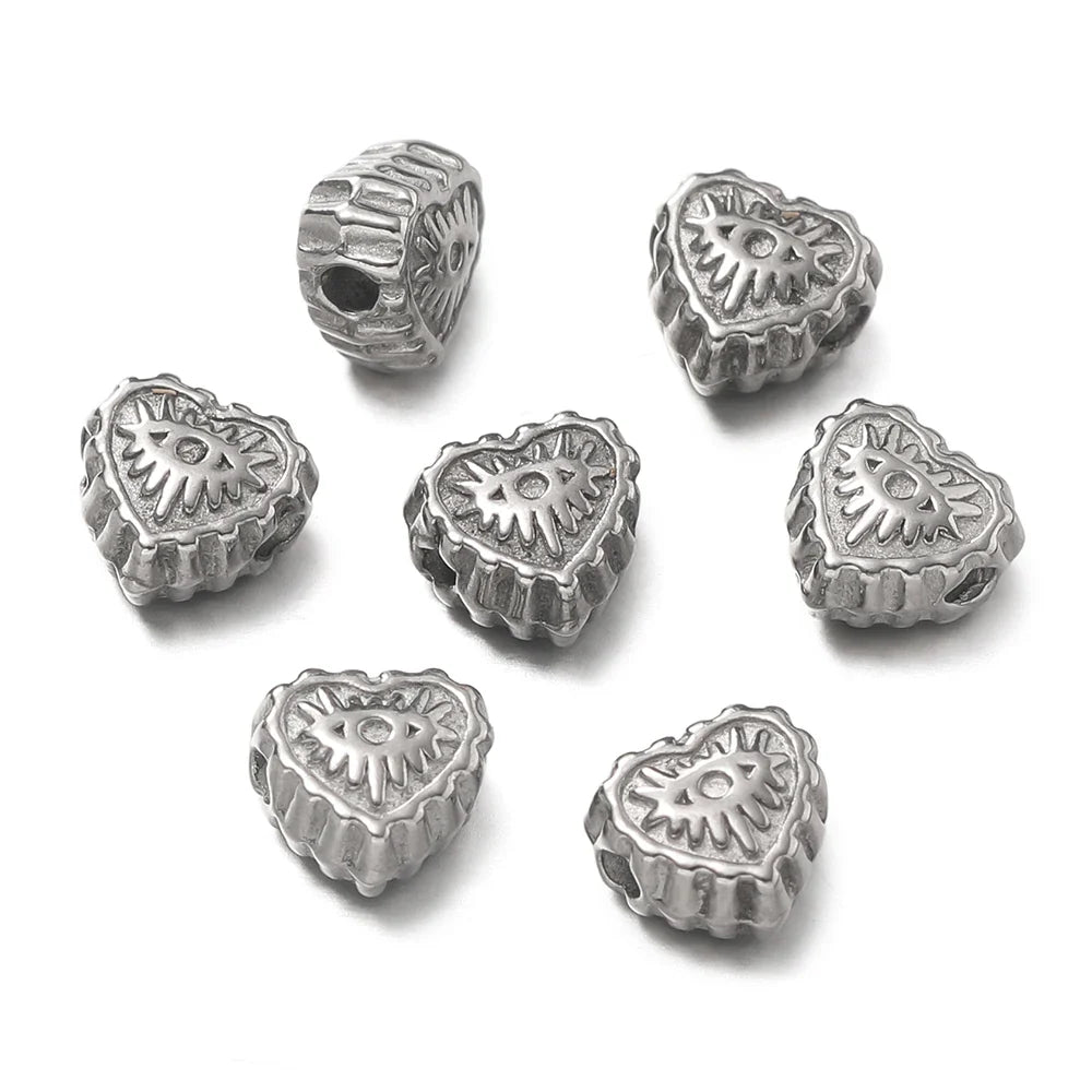 10Pcs/Pack Stainless Steel Various Shape Gold Steel Color Texture Spacer Beads for DIY Bracelet Jewelry Making Accessories Vera Lux