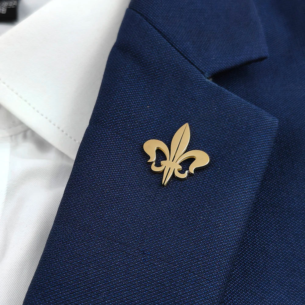 Retro Baroque men's lapel pin, 316L stainless steel gold-plated badge, black brooch for suit accessories, gift for father Vera Lux