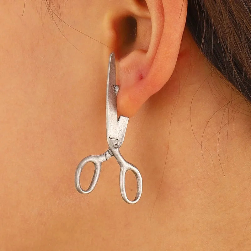 Fashion Creative New Retro Scissors Ear Studs for Women Personalized Women Hip Hop Rock Party Holiday Gift Perforated Earrings Vera Lux