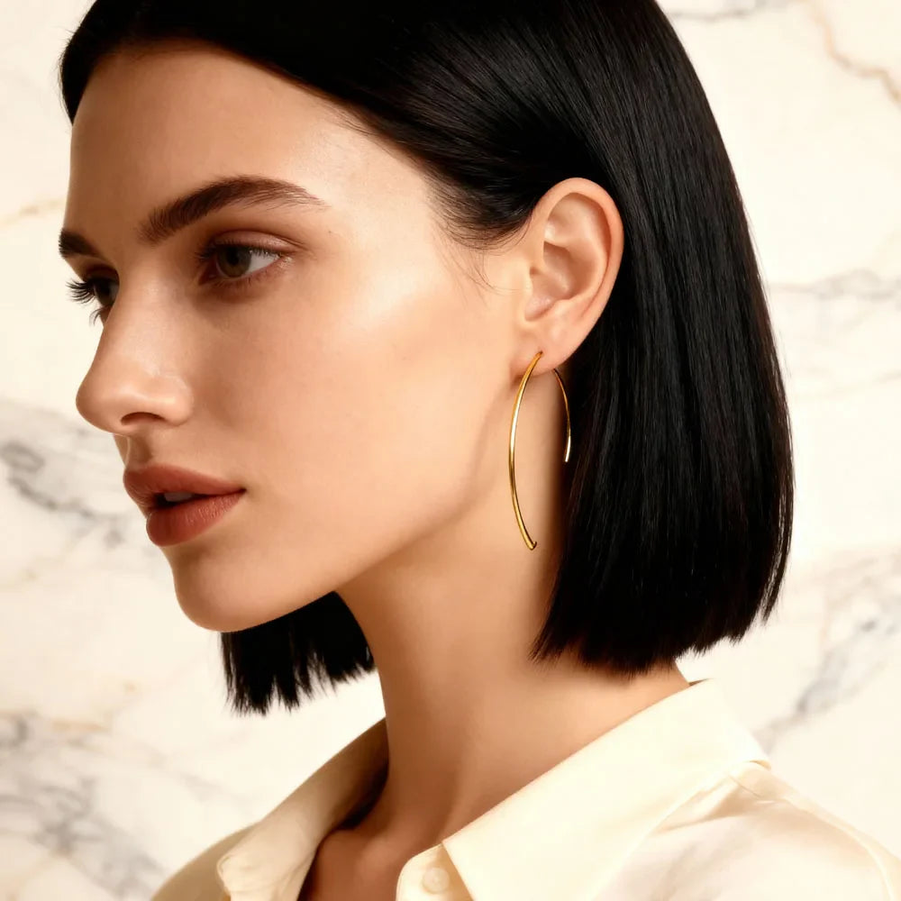 Stylish Geometric Hoop Earrings for Womens Girls Stainless Steel Minimalist Elegant Earings Vera Lux