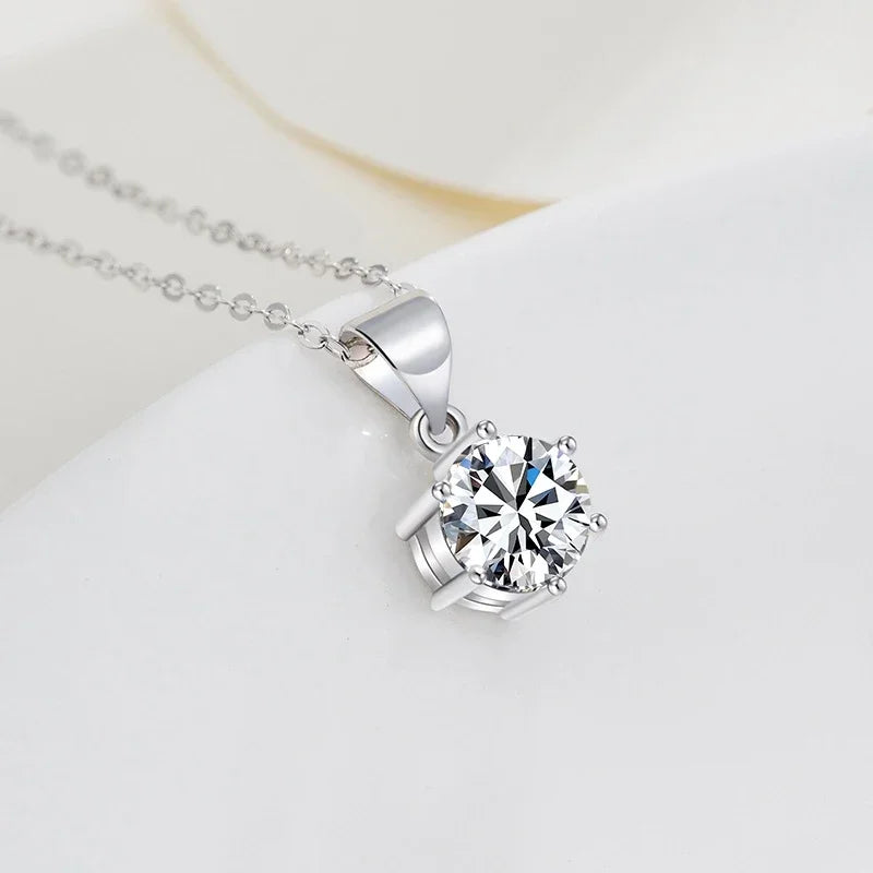 NeeTim 1ct 2ct 4ct Moissanite Necklace For Women 925 Sterling Silver Lab Diamond with Gold Plated Pendant Wedding Party Jewelry Vera Lux