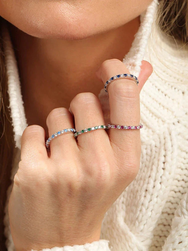 925 Sterling Silver Fashion Shiny 1.4mm Full Zircon Stackable Plain Ring For Women Daily Party Personalized Fine Jewelry Vera Lux