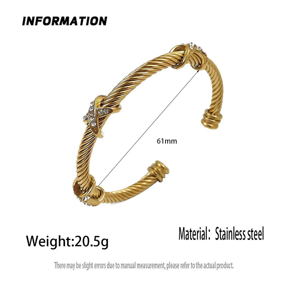 Original design steel wire cross zircon stainless steel women's bracelet, waterproof and rust-free, couple bracelet Vera Lux