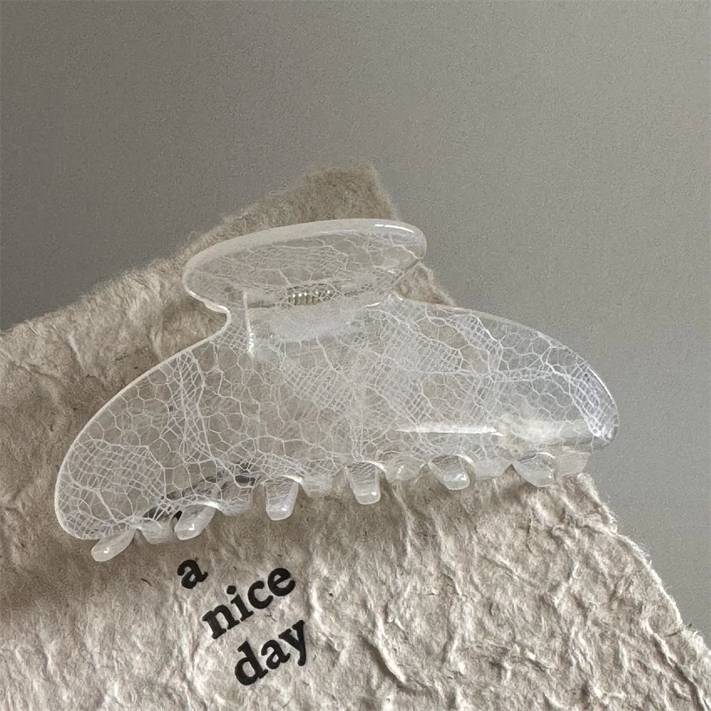 8.5Cm New Korean Woman Senior Lace Pattern Hair Claw Barrettes Girl Fashion Hair Clips Hair Headwear Hair Accessories Hairpins Vera Lux