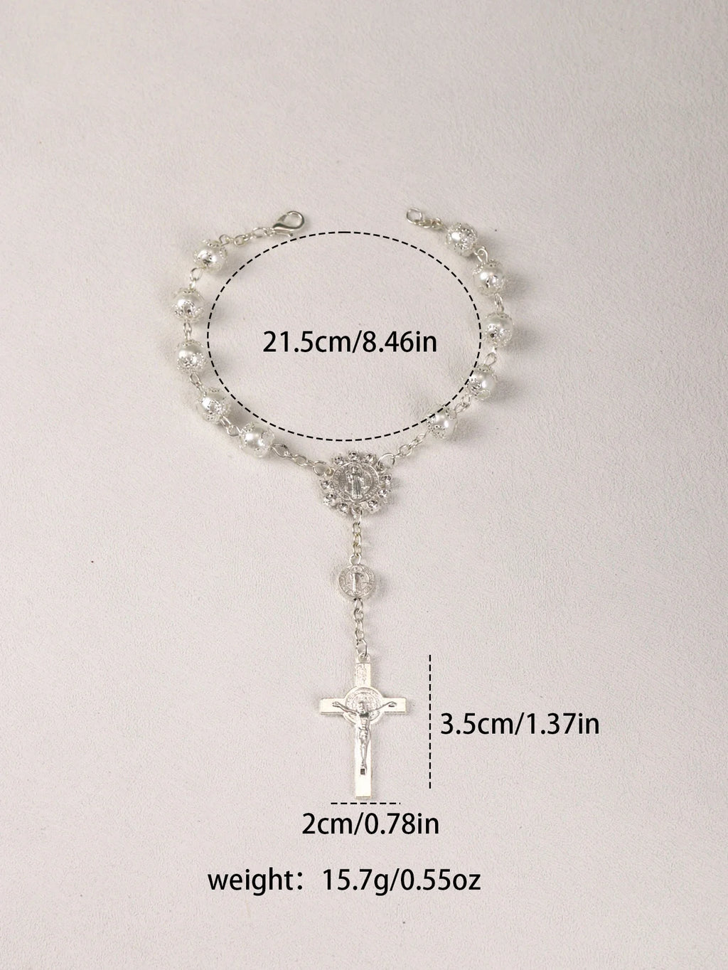One Decade Auto Rosary Beads Catholic Bracelet Saint Benedict Crucifix Divine Mercy Gift for Women Men Vera Lux