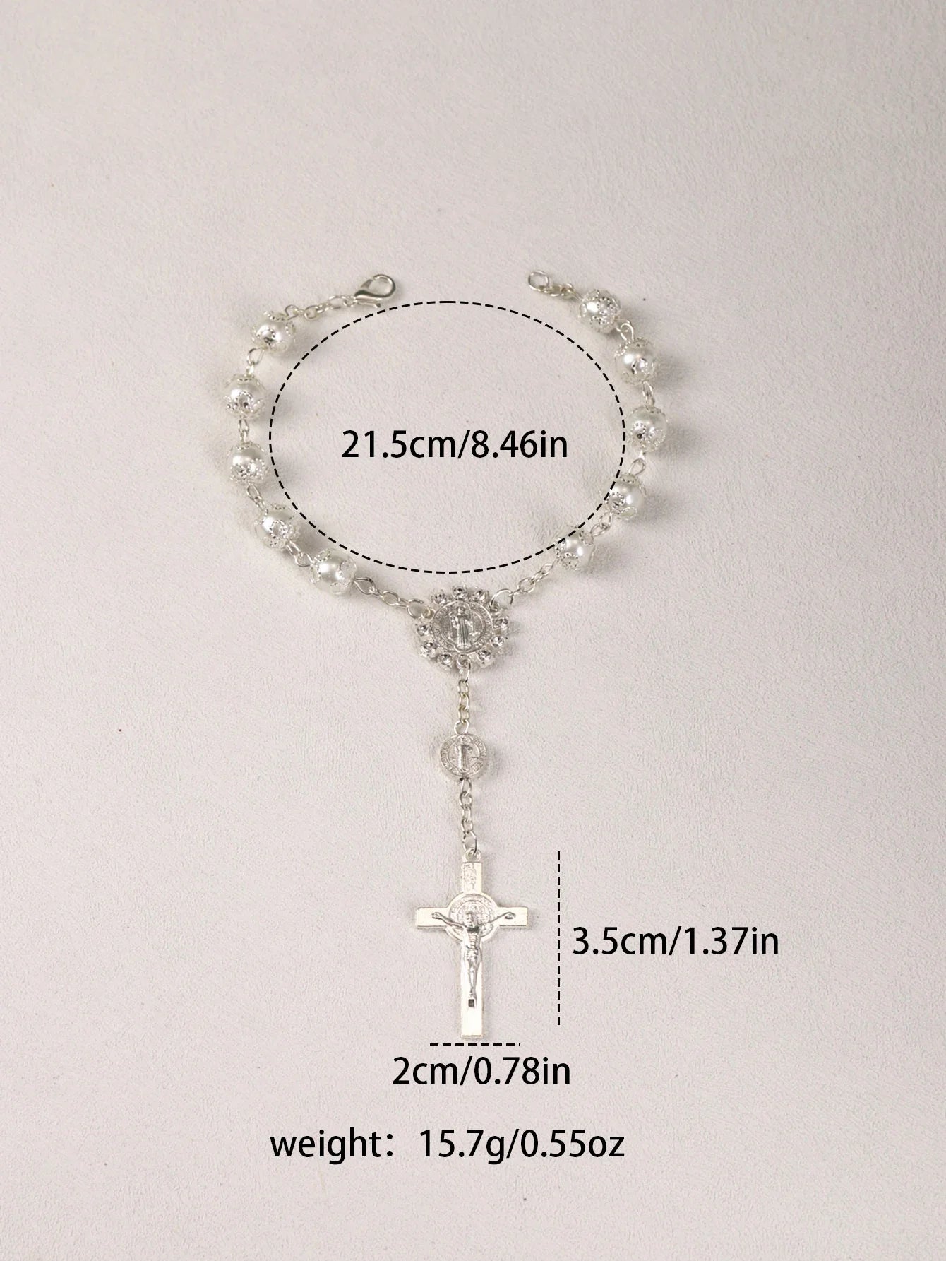 One Decade Auto Rosary Beads Catholic Bracelet Saint Benedict Crucifix Divine Mercy Gift for Women Men Vera Lux