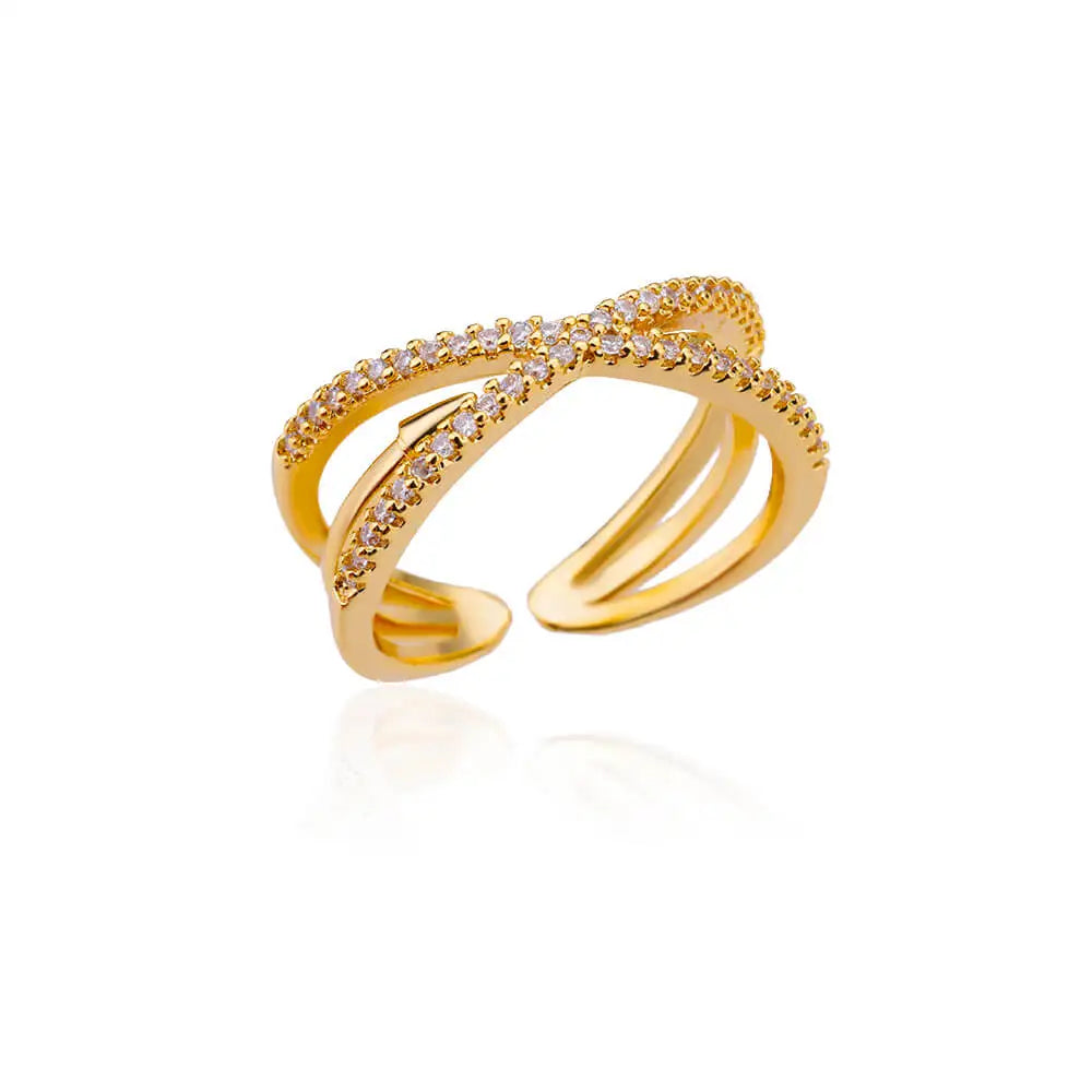 Zircon Cross Rings For Women Gold Plated Openning Stainless Steel Cross Ring Wedding Party Aesthetic Jewelry Gift Free Shipping Vera Lux